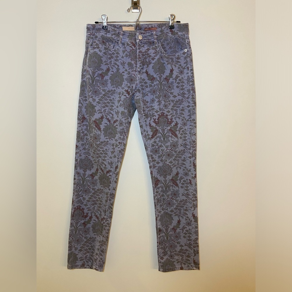 Anthropologie Pilcro Slim Boyfriend Blue with Muted Floral Print Jeans Size 27